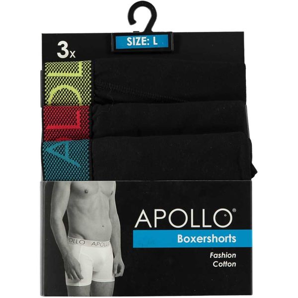 Apollo 3-pack heren boxershort Black