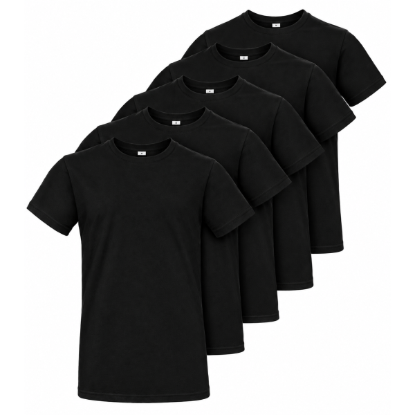 B&C T-shirt E190 Zwart 5-pack