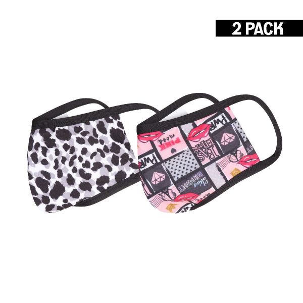 2-pack Beeren Tiener Mondkapje Leopard/Kisses
