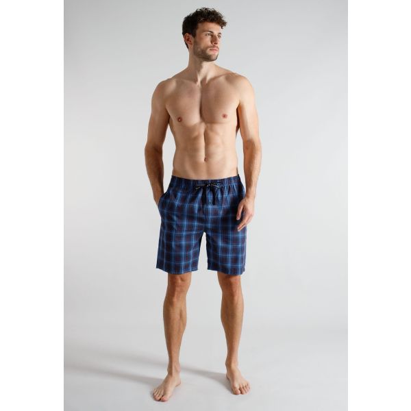 Tom Tailor korte heren pyjama broek, blauw geruit