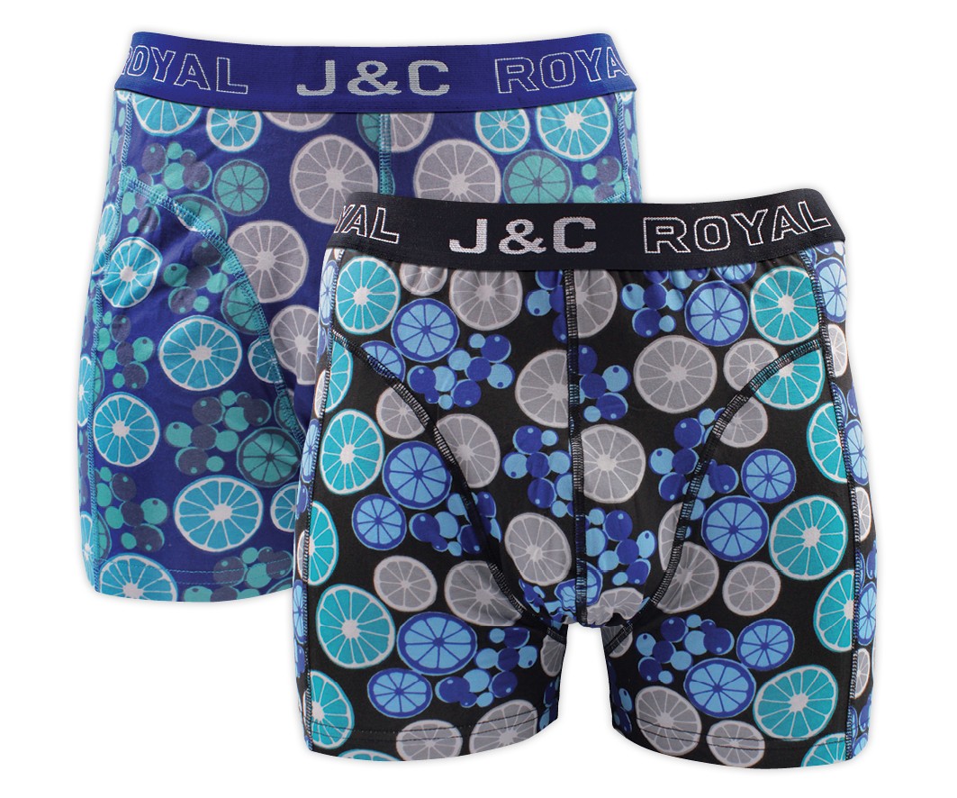 Heren boxershort J&C Royal 2-pack Citron Aqua Blue