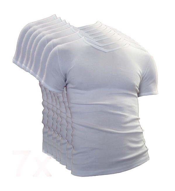 Super voordeel 7-pack Beeren t-shirt M3000 korte mouw V-hals wit.