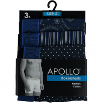 Apollo 3-pack heren boxershort M-Print