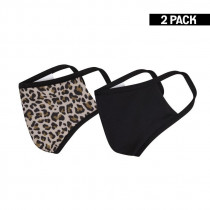 2-pack Beeren Dames Mondkapje Leopard/Zwart