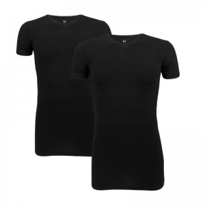 Cavello T-shirts 2-pack stretch, V-hals zwart