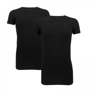 Cavello T-shirts 2-pack stretch, ronde hals zwart