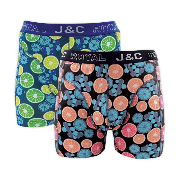 Heren boxershort J&C Royal 2-pack Citron Peach Lime