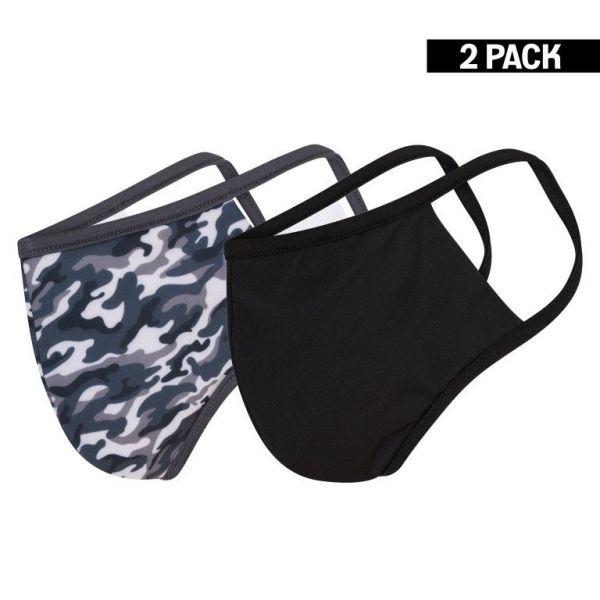 2-pack Beeren Heren Mondkapje Zwart/Camouflage