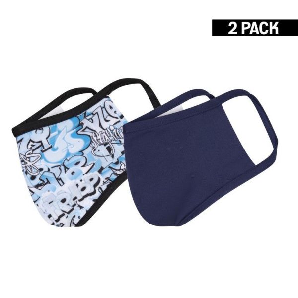 2-pack Beeren Tiener Mondkapje Marine/Grafity
