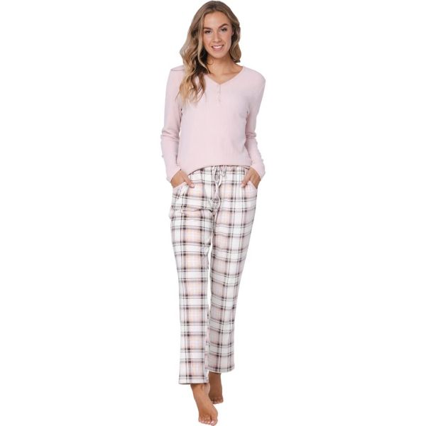 Pastunette dames pyjama micro-fleece, rib-ruit, 121252-168-2-15