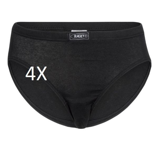 4-Pack Racky High Leg Damesslip, Zwart.