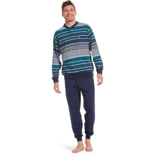 Robson heren pyjama knoophals 222.704.4 (Navy)