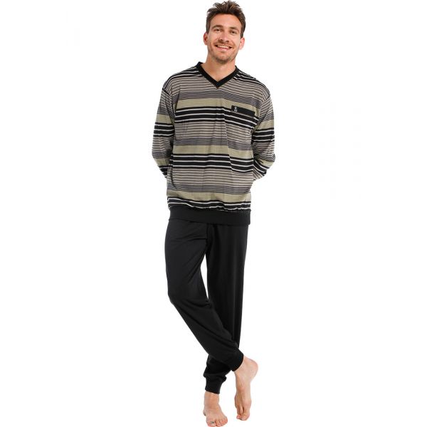 Robson heren pyjama V-hals 704-2 (Zwart)