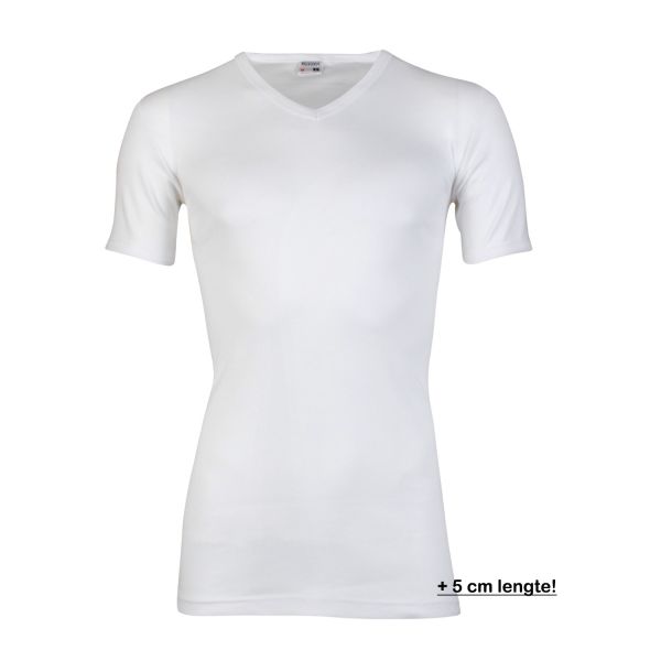  EXTRA LANG Beeren t-shirt korte mouw M3000 met V-hals wit.