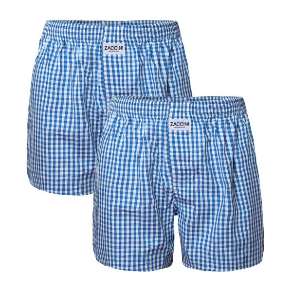 2-pack Zaccini wijde katoenen heren boxershorts, Blauw